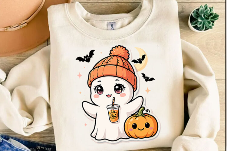 Halloween Cute Ghost PNG Designs example image 1