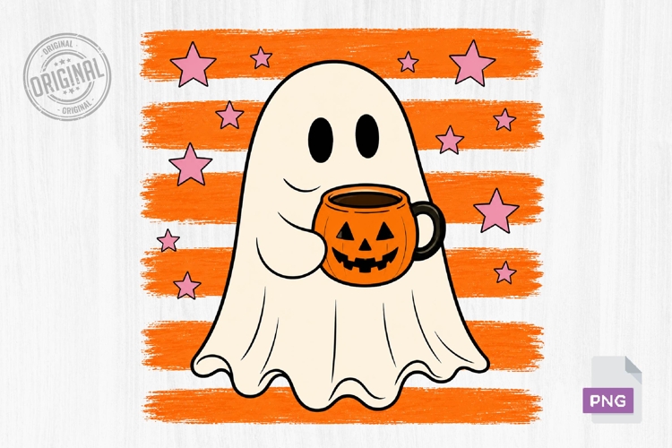 Halloween Cute Ghost Stripes Brush PNG