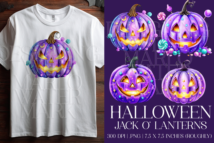 Halloween Purple Pumpkins Graphics, Halloween PNG, s1
