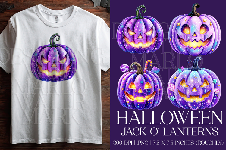 Halloween Purple Pumpkins Graphics, Halloween PNG, s2