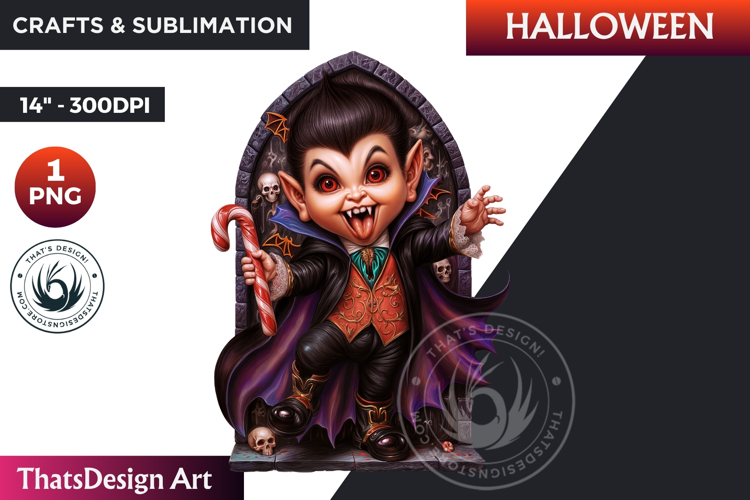 Cute Vampire clipart, kids halloween clipart, dracula example image 1