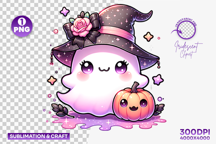 Halloween Cute Witch Hat Ghost Clipart PNG Sublimation