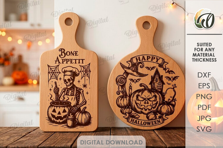 Halloween Cutting Boards Laser Cut. Chopping Board SVG example image 1