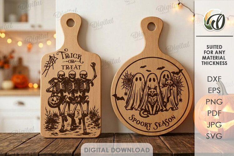 Halloween Cutting Boards Laser Cut. Chopping Board SVG example image 1