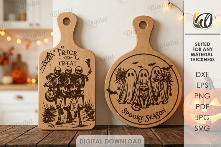 Halloween Cutting Boards Laser Cut. Chopping Board SVG
