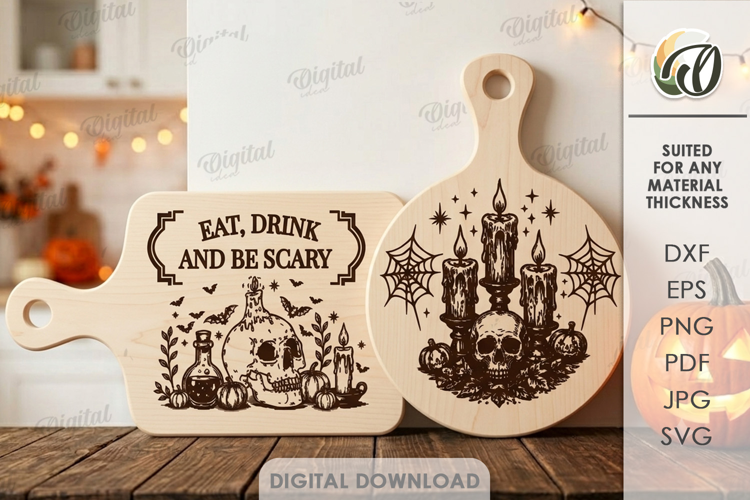 Halloween Cutting Boards Laser Cut. Chopping Board SVG
