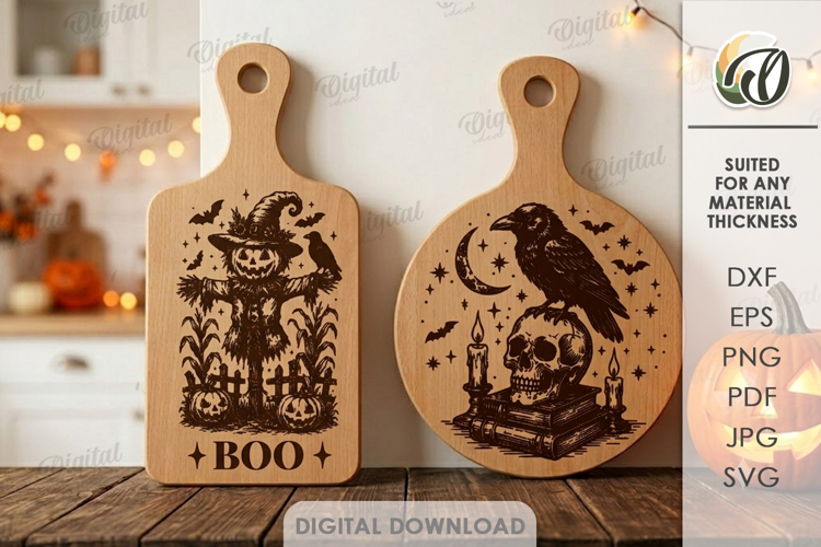 Halloween Cutting Boards Laser Cut. Chopping Board SVG