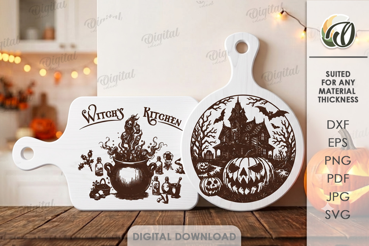 Halloween Cutting Boards Laser Cut. Chopping Board SVG