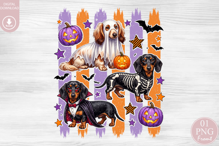 Halloween Dachshund Sublimation, Cute Dog Halloween PNG