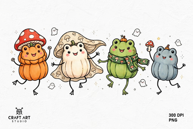 Halloween Mushroom Charater PNG, Halloween Sublimation PNG