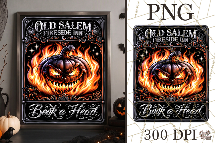 Old Salem Fireside Inn Halloween PNG Sign Graphic