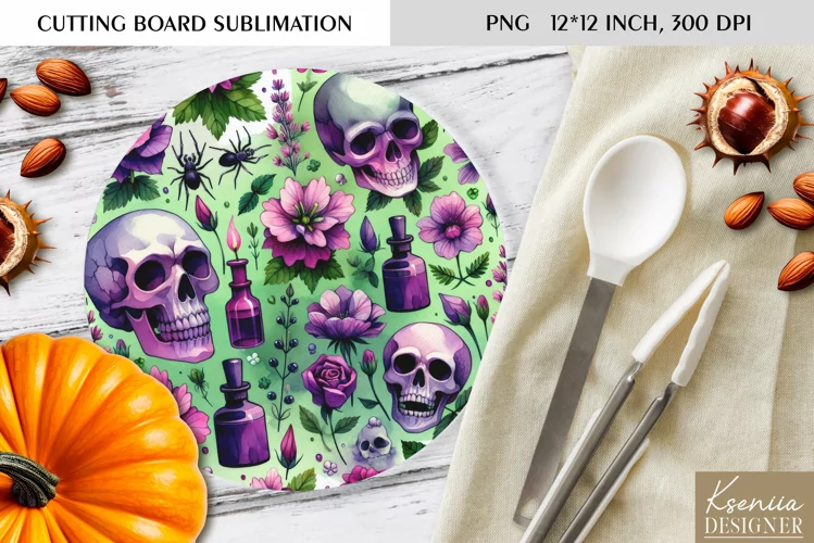 Cute Halloween Pattern|Round Cutting Board Design