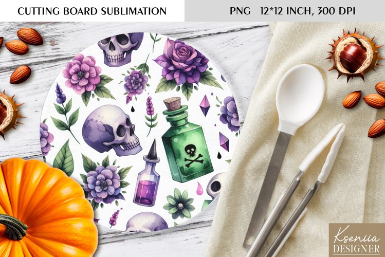 Cute Halloween Pattern|Round Cutting Board Design example image 1