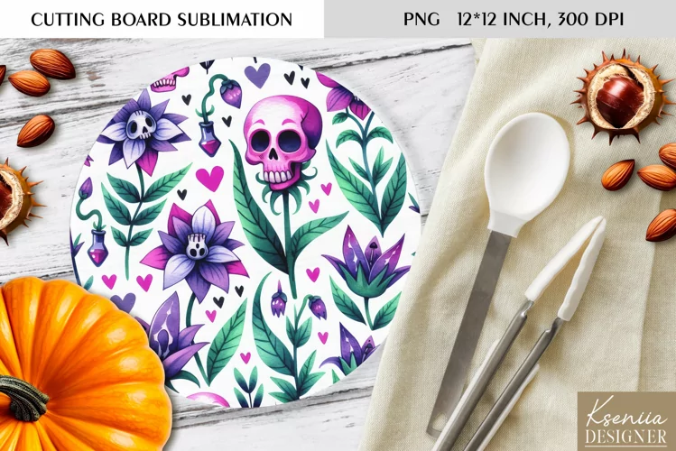 Cute Halloween Pattern|Round Cutting Board Design