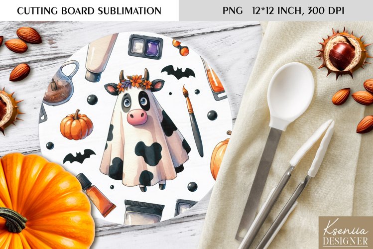 Cute Halloween Pattern|Round Cutting Board Design example image 1