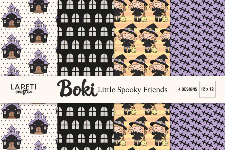 Witch Haunted House Scrapbook Halloween Patterns