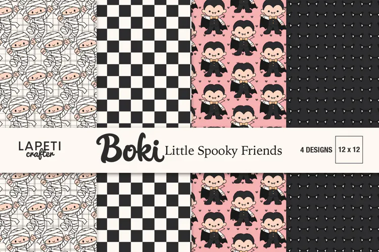 Cute Vampire Mummy Scrapbook Halloween Patterns