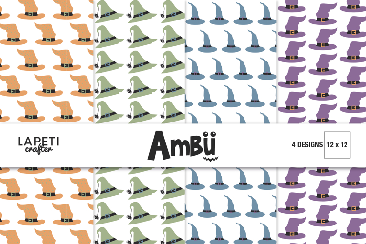 Halloween Digital Paper, Witch Hat Pattern Scrapbook Paper