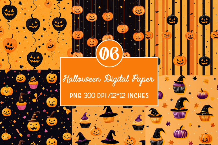 Halloween Digital Papers, seamless pattern backgrounds
