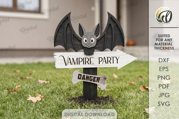 Halloween Directional Sign Laser Cut. Yard Stake SVG
