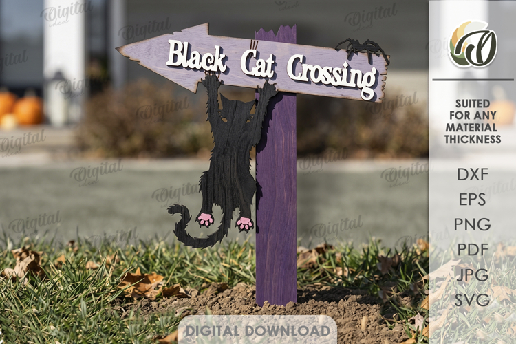 Halloween Directional Sign Laser Cut. Yard Stake SVG
