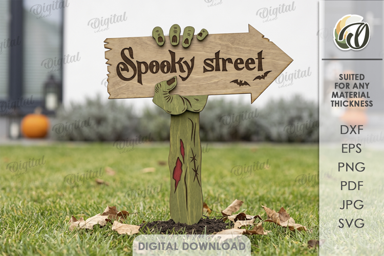 Halloween Directional Sign Laser Cut. Yard Stake SVG