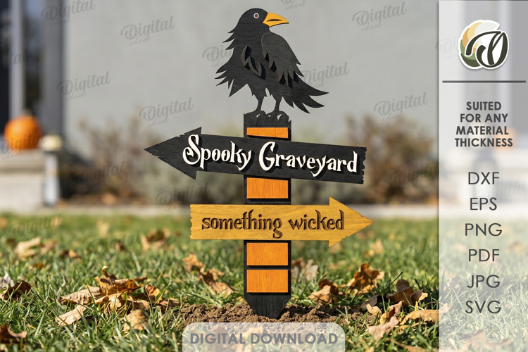 Halloween Directional Sign Laser Cut. Yard Stake SVG