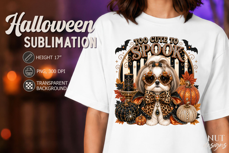 Pet Halloween shihtzu Dog lovers Too Cute to Spook