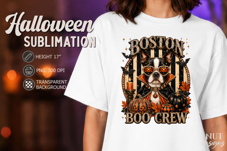 Spooky circus Pet Halloween Boston Terrier Dog face