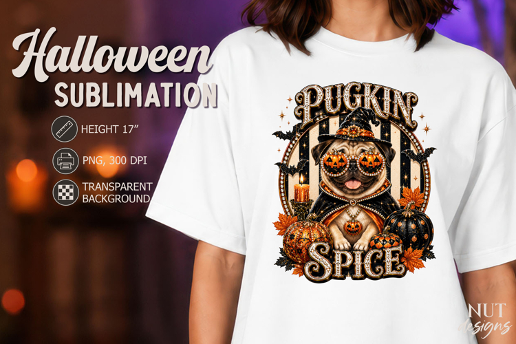 Pet Halloween Pugkin Spice Halloween sublimation Pug
