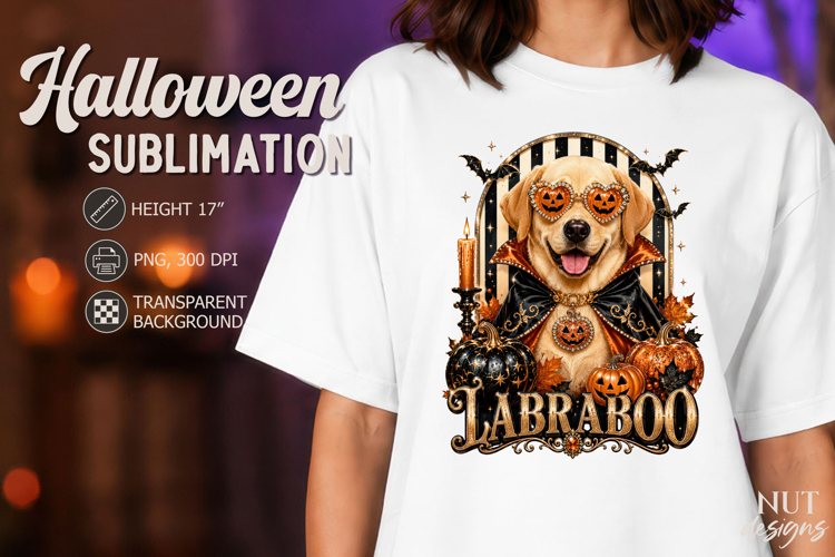 Pet Halloween sublimation Labrador dog with sunglasses