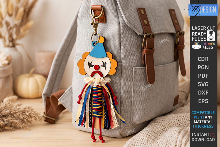 Halloween Keychain Laser Cut | Spooky Doll Head Charm | CNC