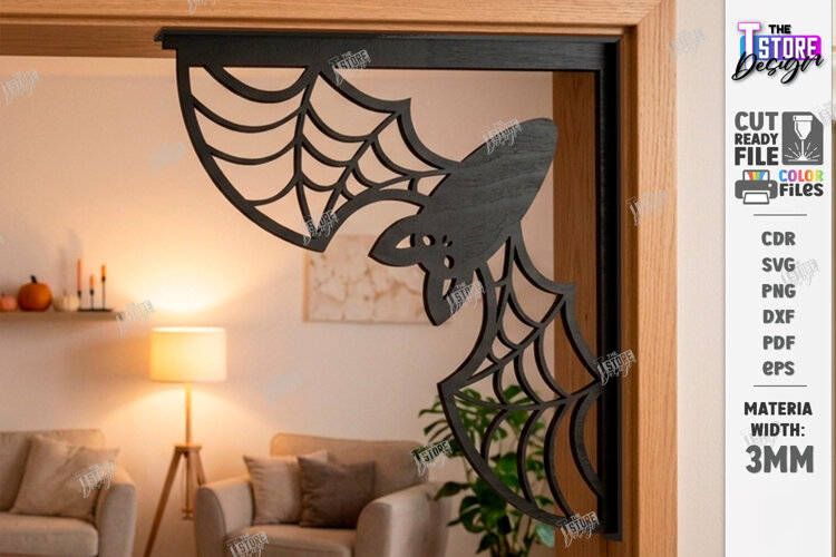 Halloween Door Corner Decor Laser Cut | Door Sign | Bat SVG example image 1