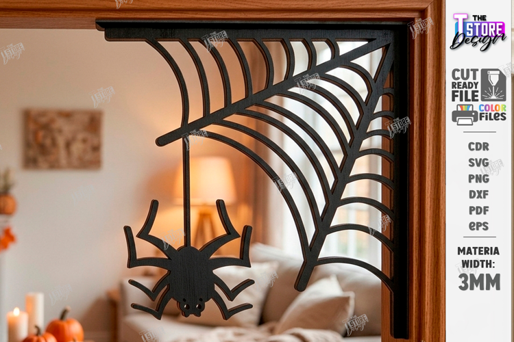 Halloween Door Corner Decor Laser Cut | Door Sign | Spider