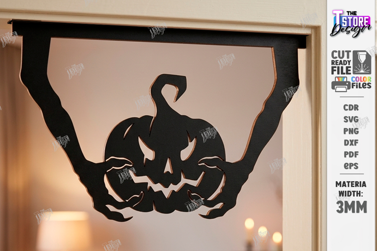 Halloween Door Corner Decor Laser Cut | Door Sign | Pumpkin