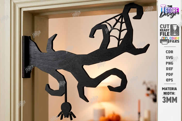 Halloween Door Corner Decor Laser Cut | Door Sign | Spider