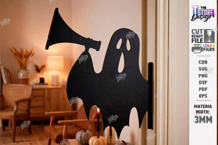 Halloween Door Corner Decor Laser Cut | Door Sign | Ghost example image 1
