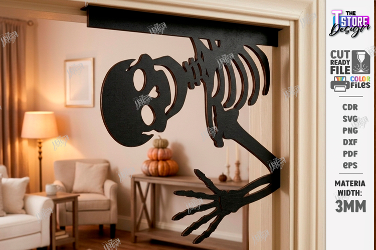 Halloween Door Corner Decor Laser Cut | Door Sign | Skeleton