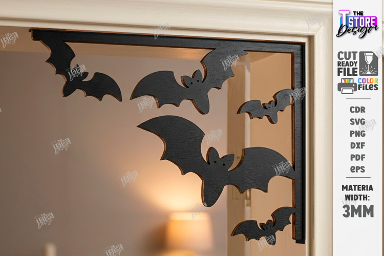 Halloween Door Corner Decor Laser Cut | Door Sign | Bats SVG