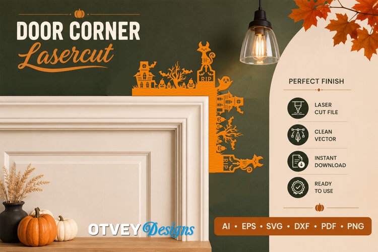 Halloween Door Corner Decoration Lasercut File example image 1