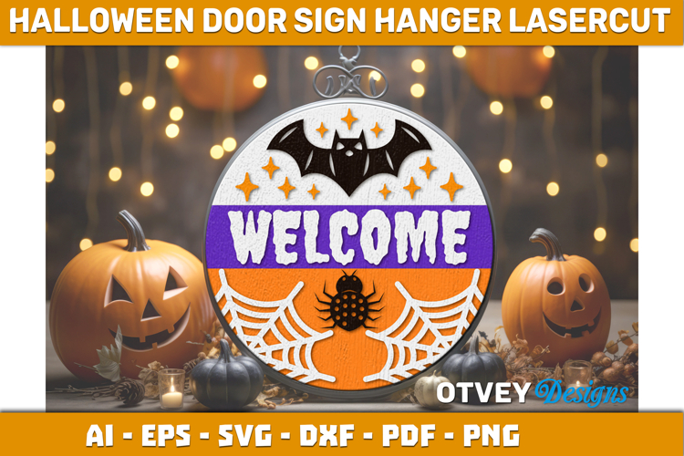 Halloween Door Hanger Sign Welcome Lasercut