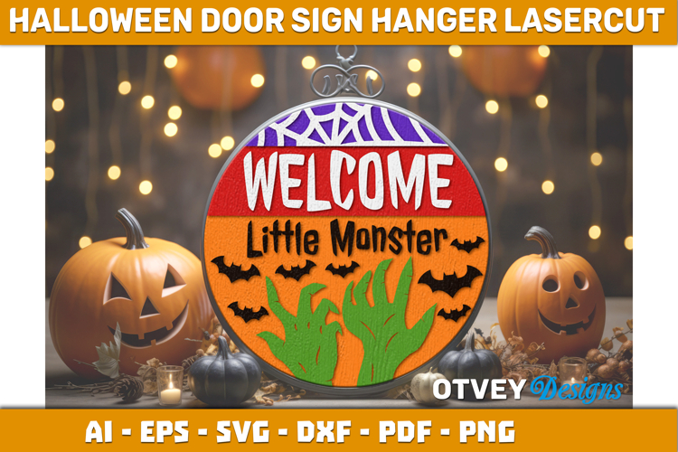 Halloween Door Hanger Sign Welcome Lasercut