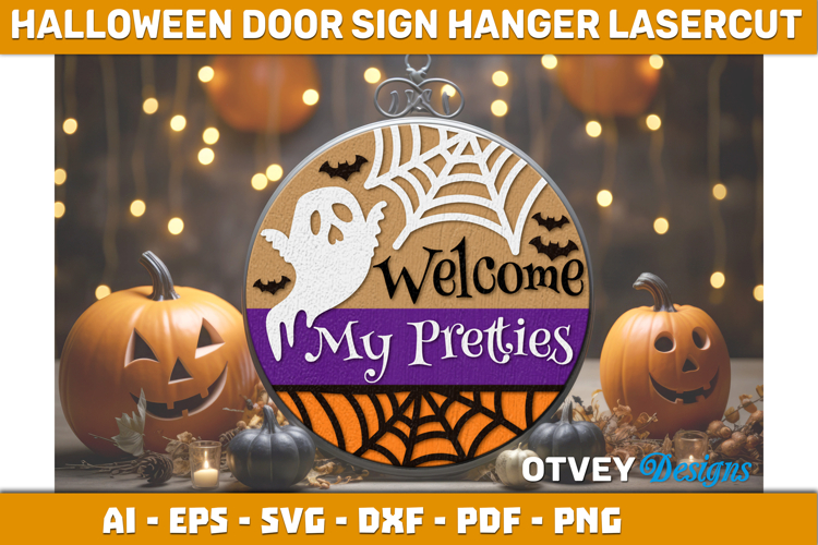 Halloween Door Hanger Sign Welcome Lasercut