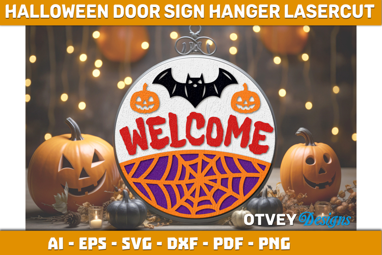 Halloween Door Hanger Sign Welcome Lasercut