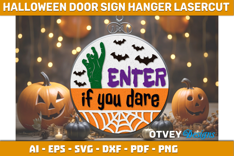 Halloween Door Hanger Sign Welcome Lasercut