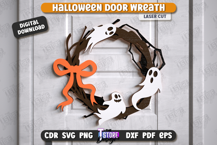 Halloween Door Wreath Laser Cut Design,Halloween Door Hanger