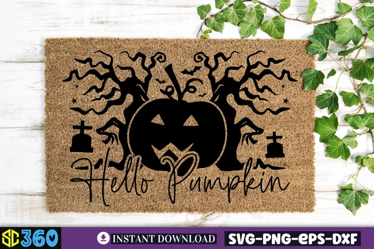 Hello pumpkin SVG, Halloween Doormat Svg