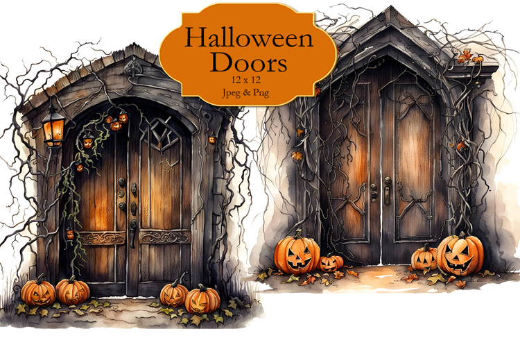 Halloween Wooden Doors Clipart