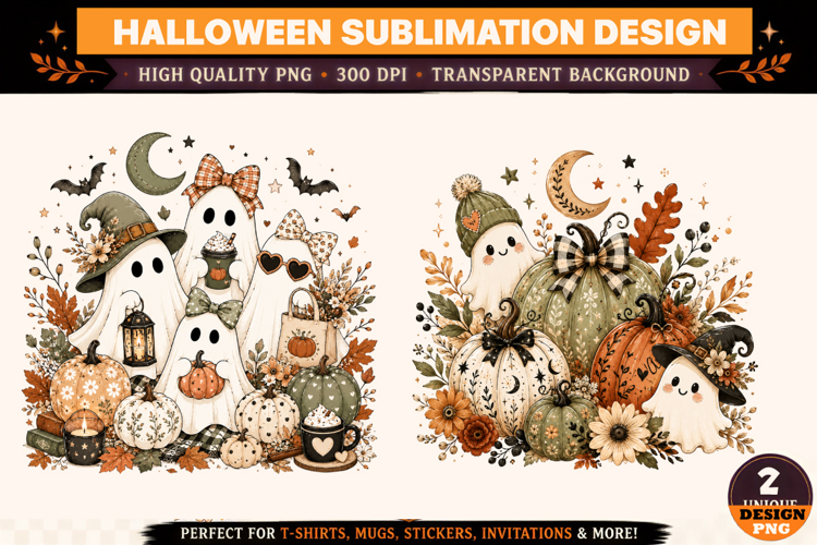 Halloween Ghost PNG, Pumpkin Spooky Sublimation Design