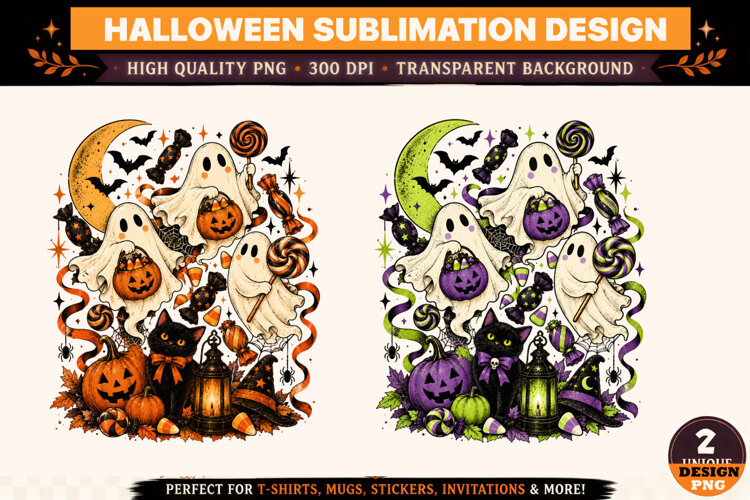 Halloween Clipart PNG Spooky Witch Ghost Design example image 1